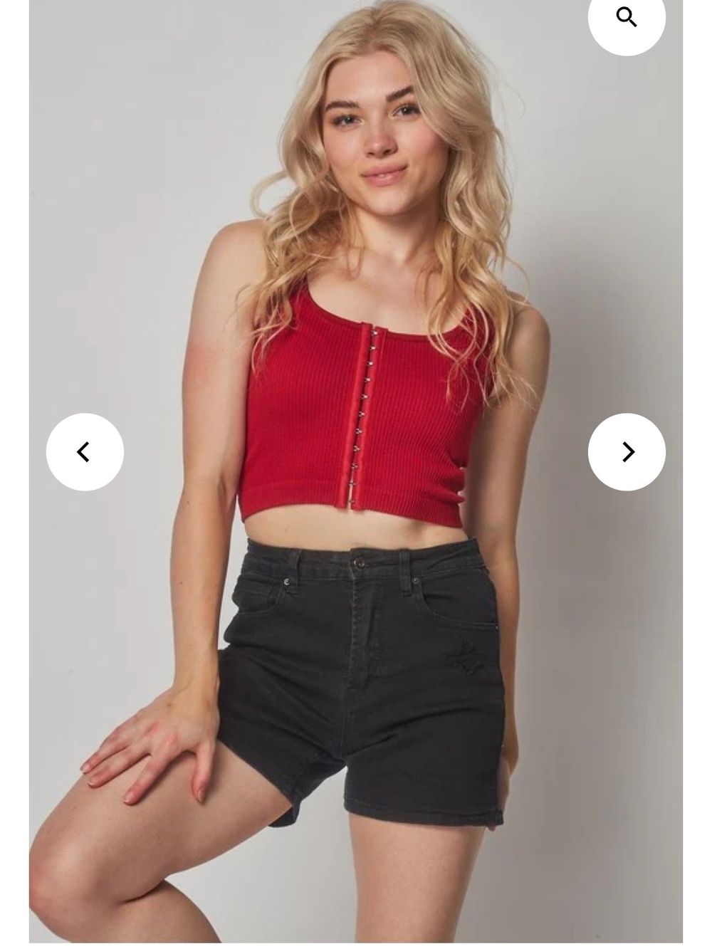Love Poem Blue Ribbed Hook-and-Eye Crop Top